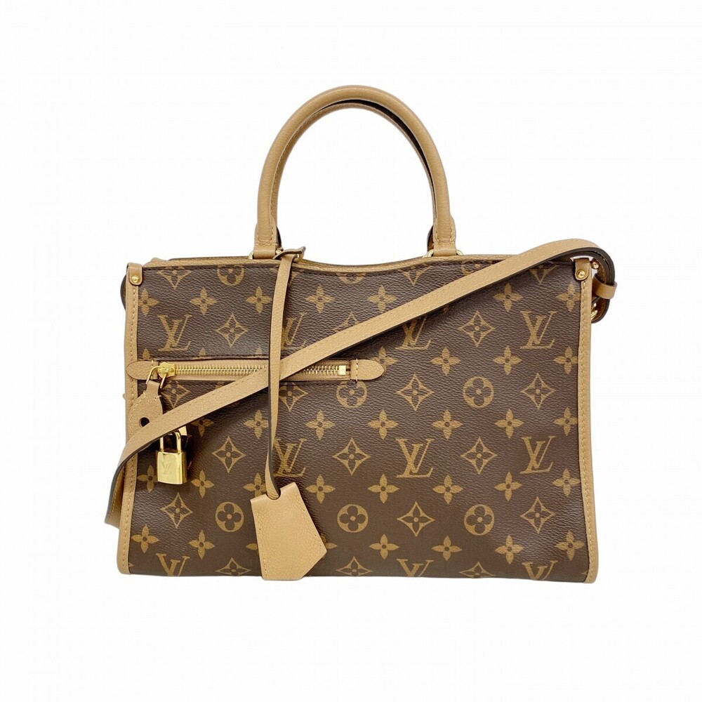 Louis Vuitton Monogram Popincourt Handbag Brown Taupe Gray Glace Bag